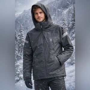 Spyder Men's Dark Gray Ski Jacket, size L